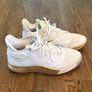 Nike 93552 NASA Edition White and Gold Athletic Basketball Sneakers